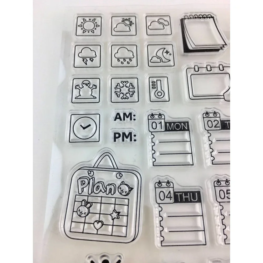 Daily Planner Stamp Kit Weather Activities Tracking 31 pc for Journals Diary mq